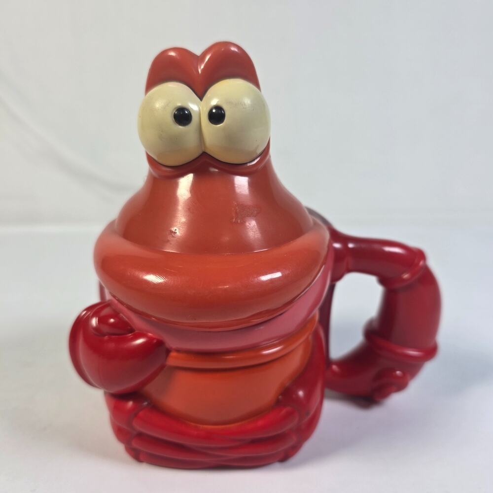 Vintage Disney World on Ice Little Mermaid Sebastian 3D Figural Plastic Mug 90s